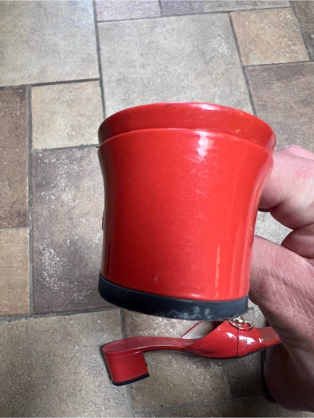 Gucci Red Patent Leather Horsebit Mules - Picture 5 of 11
